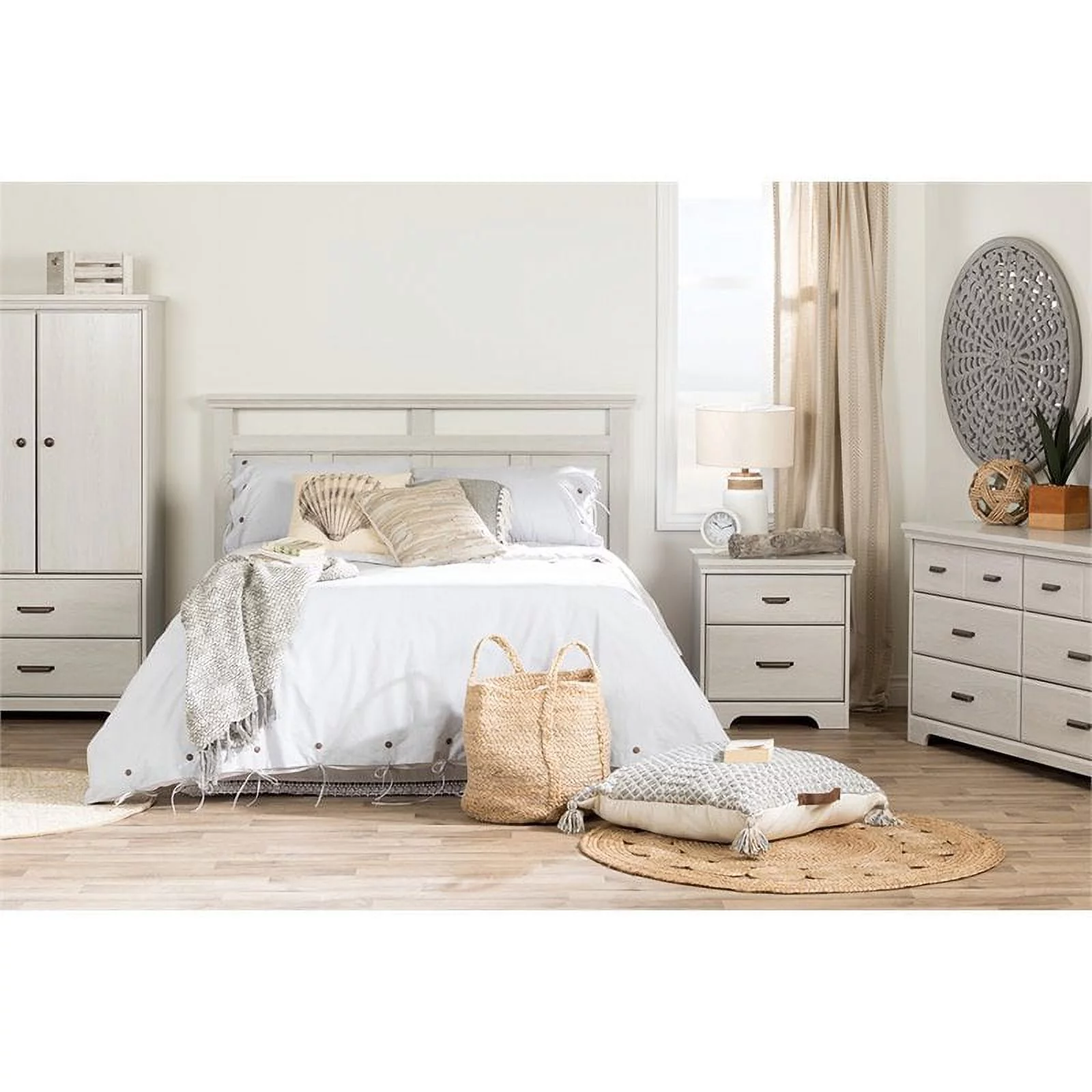 Pemberly Row 2-Drawer and Door Traditional Wood Armoire in Oak