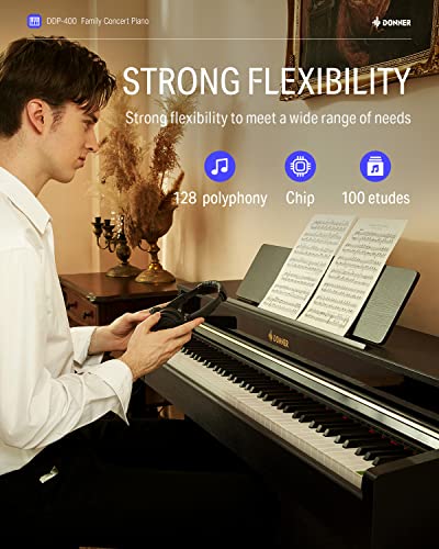 Donner DEP-20 Beginner Digital Piano 88 Key Full Size Weighted Keyboard, Portable Electric Piano with Furniture Stand, 3-Pedal Unit