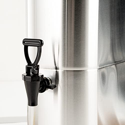 Restaurantware Bev Tek 3 Gallon Iced Tea Dispenser 1 Slim Design Iced Tea Server - No-Drip Spigot Cold & Hot Drink Friendly Silver 13/0 Stainless Steel Iced Beverage Dispenser With Handles