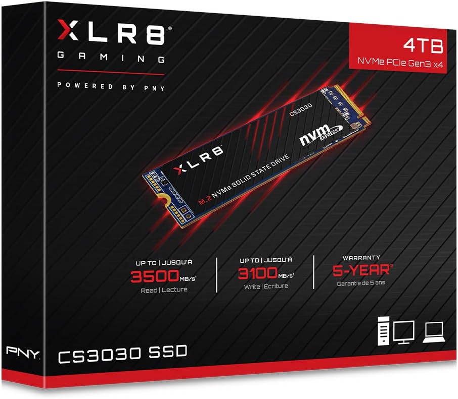 PNY XLR8 CS3030 4TB M.2 NVMe Internal Solid State Drive (SSD) - M280CS3030-4TB-RB