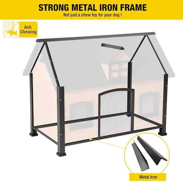 aivituvin Premium Wooden Dog House Iron Frame and Asphalt Roof AIR90 - Pet Supplies online store