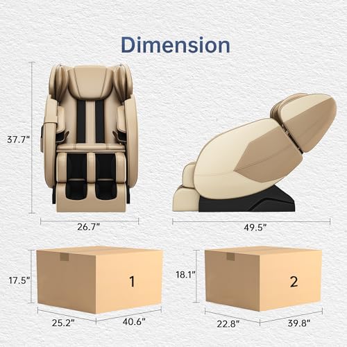 2024 Massage Chair, Full Body Zero Gravity with Shiatsu Massage Roller, 6 Auto Massage Mode, Heater, Foot Massage, Bluetooth, Khaki