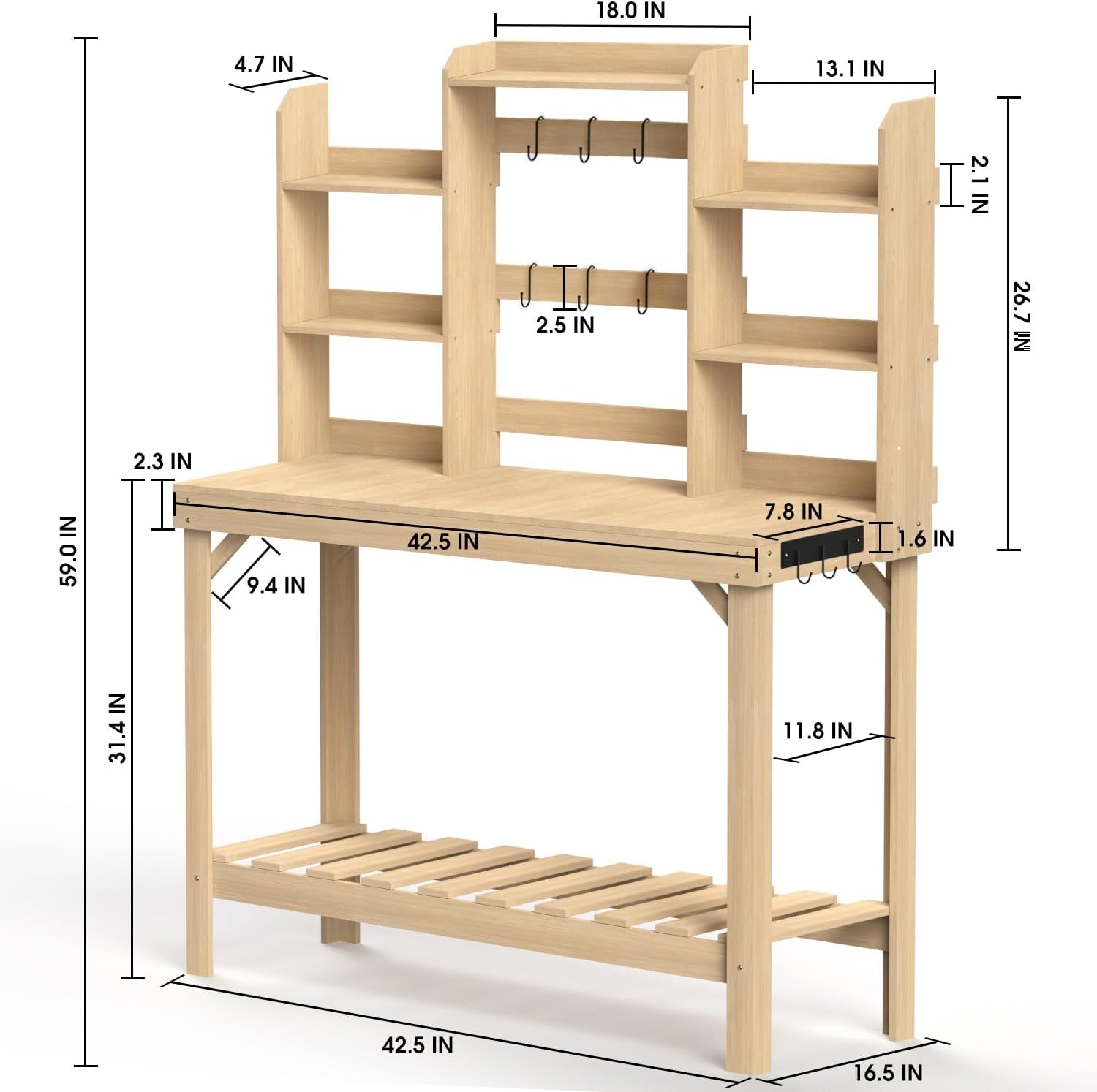 Outdoors Potting Benches Table+Wooden Raised Garden Bed with Legs