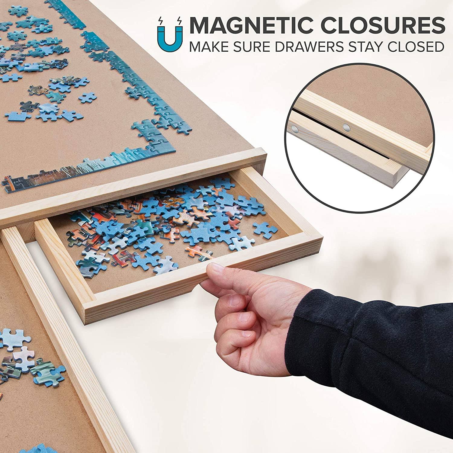Skymall 1000 Piece Puzzle Board | Premium Wooden Jigsaw Puzzle Table with 4 Magnetic Removable Storage u0026 Sorting Drawers | 2