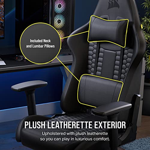 Corsair TC100 Relaxed Gaming Chair - Fabric - Racing-Inspired Design - Lumbar Pillow - Detachable Memory Foam Neck Pillow - Adjustable Seat Height - Adjustable Armrests - Gray and Black