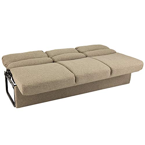 RecPro 62" RV Jackknife Sleeper Sofa with Drop-Down Console | Cloth Fabric | 2 Colors to Choose from | Furniture for RV and Camper (Oatmeal Cloth)