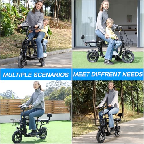 Adult Electric Scooter with Seat for Adults Power by 500W Motor, Electric Scooter Adults E Bike with 14" Pneumatic Tire and 20 Miles Range&17.4Mph, Electric Bicycle for Women/Man Pro (Silver)
