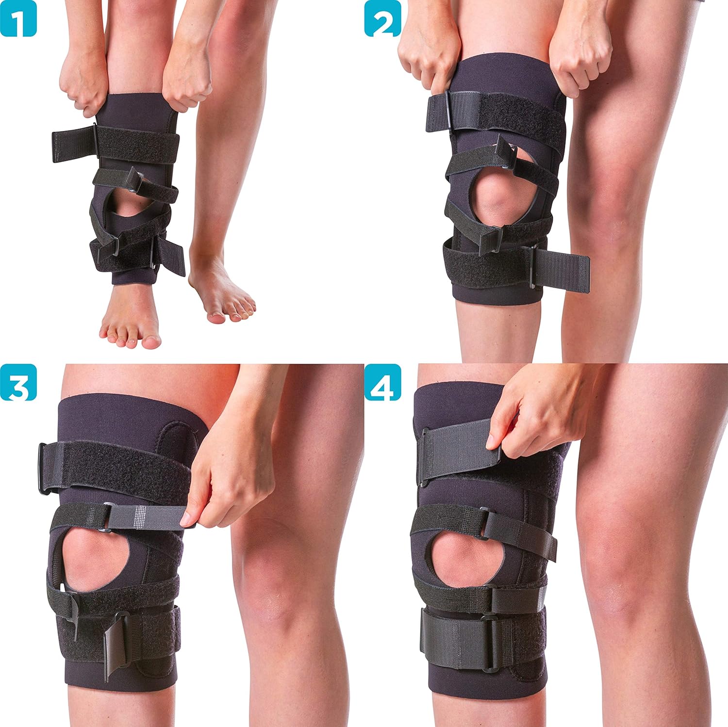 BraceAbility J Patella Knee Brace - Lateral Patellar Stabilizer with Medial and J-Lat Support Straps for Dislocation, Subluxation, Patellofemoral Pain, Left or Right Kneecap Tracking (4XL) Pack of 2