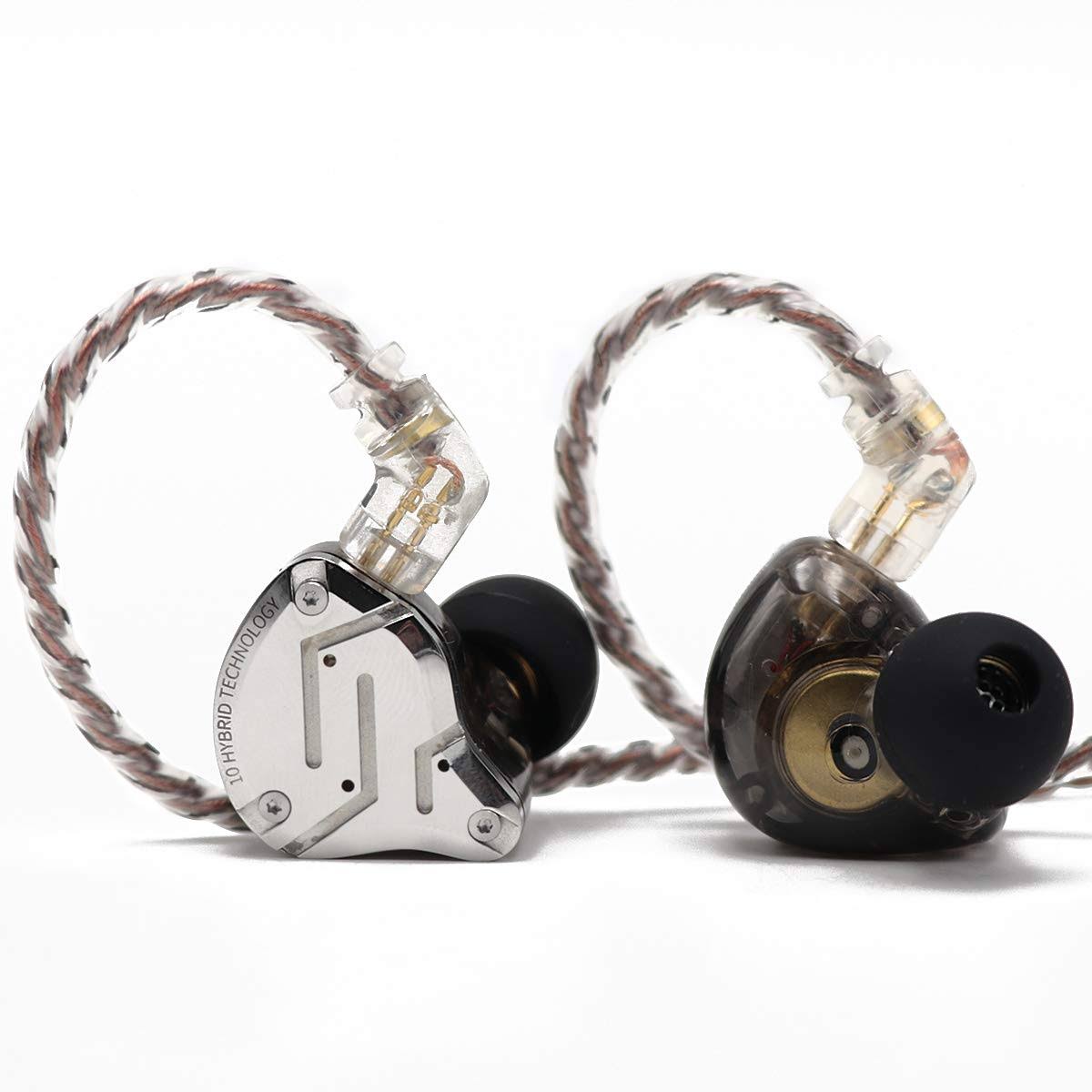 KZ ZS10 Pro, Linsoul 4BA+1DD 5 Driver In-Ear HiFi Metal Earphones with Stainless Steel Faceplate, 2 Pin Detachable Cable (withou