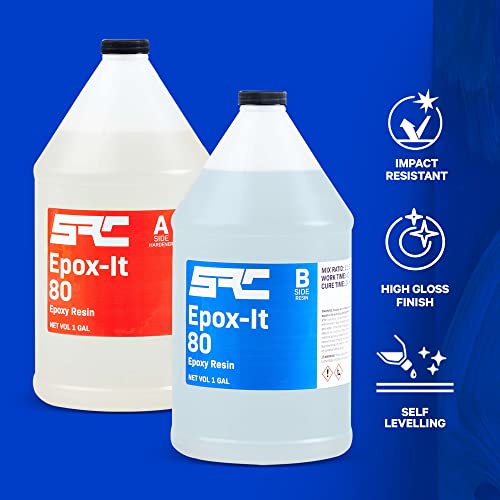 Specialty Resin & Chemical Epox-It 80 (2 Gal) Clear Epoxy Resin Kit for Beginners & Experts| Clear Epoxy Coating for Bar Top, Countertop, Tabletop| Crystal Clear formula for Jewelry, Art, & Laminating