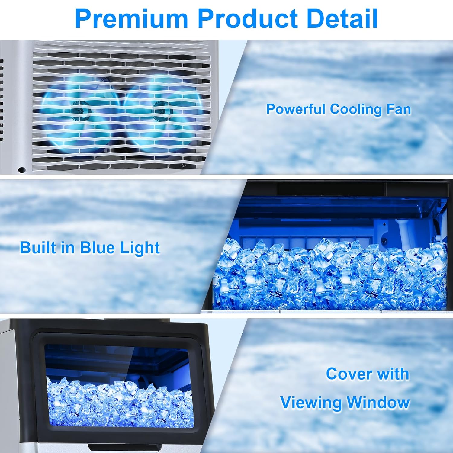Commercial Ice Maker, 100Lbs/24H Ice Maker Machine, 2 Water Inlet Modes, Ice Maker with 20lbs Storage, Auto Self-Cleaning, Under Counter/Freestanding Ice Maker for Home/Office/Shop/Bar