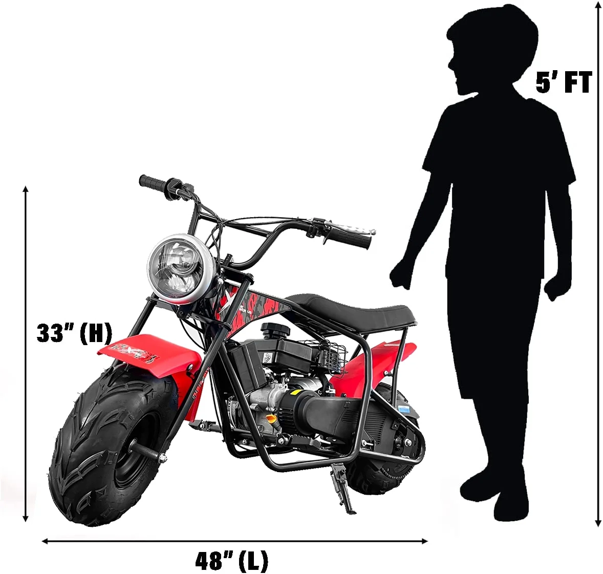 XtremepowerUS Pro Series 99cc Mini Bike Gas Powered Pocket Rocket Motorcycle for Adults Red/Black