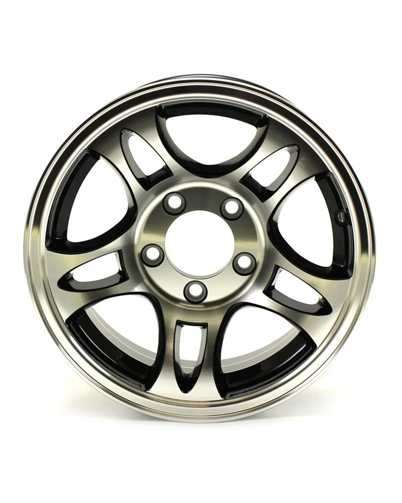 14X5.5 5-Lug on 4.5" Aluminum S5 Trailer Wheel - Black inlay - S545545B