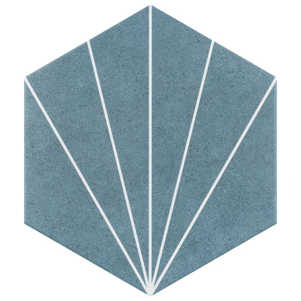 EliteTile Aster Hex Azul Encaustic 8-5/8 in. x 9-7/8 in. Porcelain Floor and Wall Tile (11.56 Sq. ft./Case)