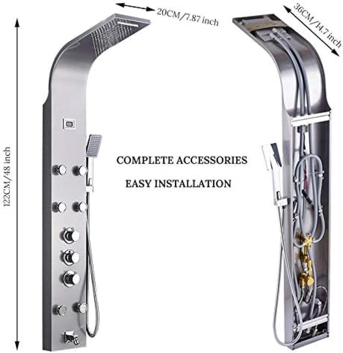 Shower System, Thermostatic Shower Set Rainfall Waterfall Shower Panel/Column Massage Jets Mixer Hand Shower Faucet Tower Shower Tub Spout