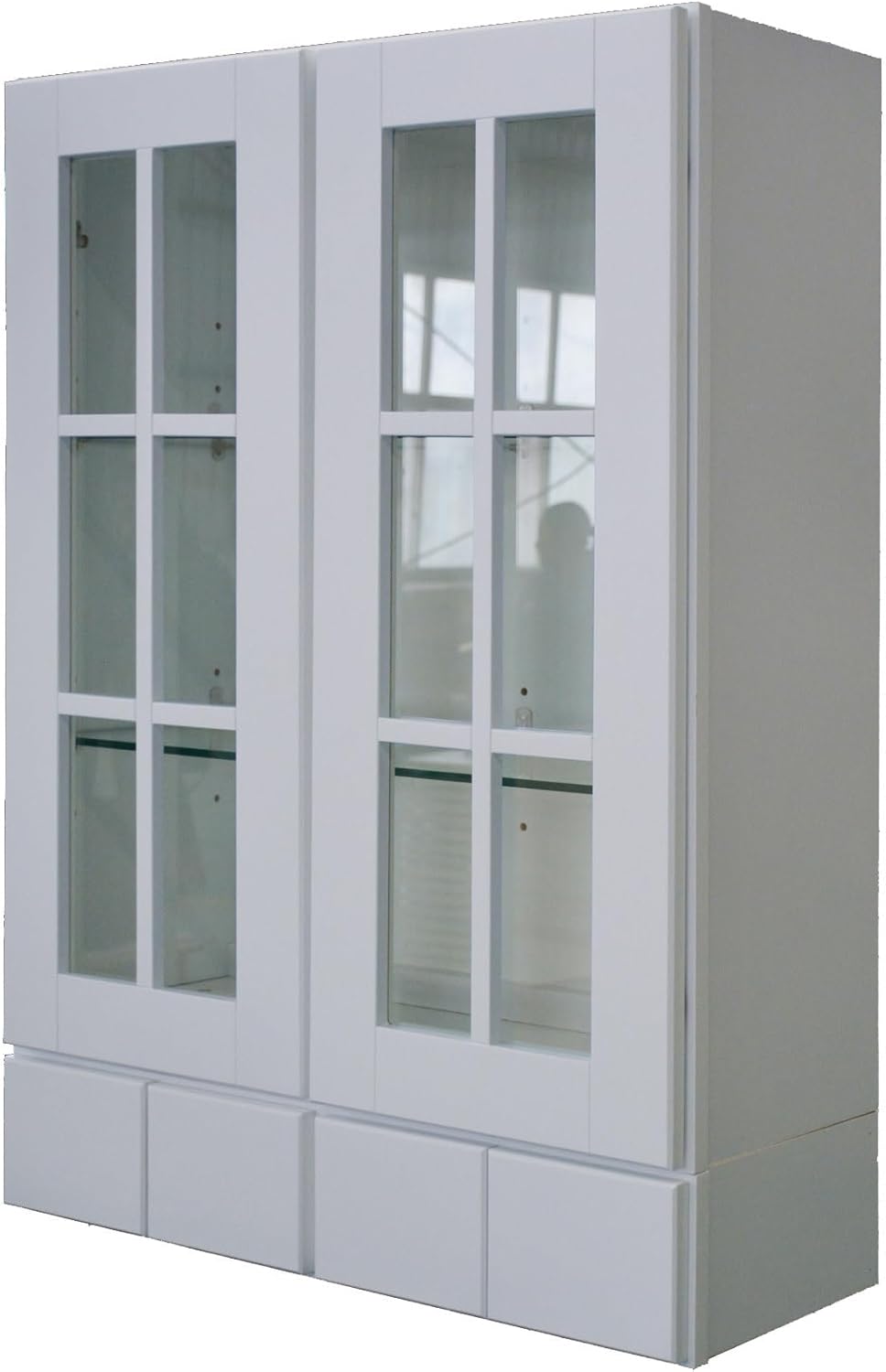 SHW3042GD4-A Shaker Hill 30" x 42" Wall Cabinet with Glass Doors and 4 Drawers - Designer White