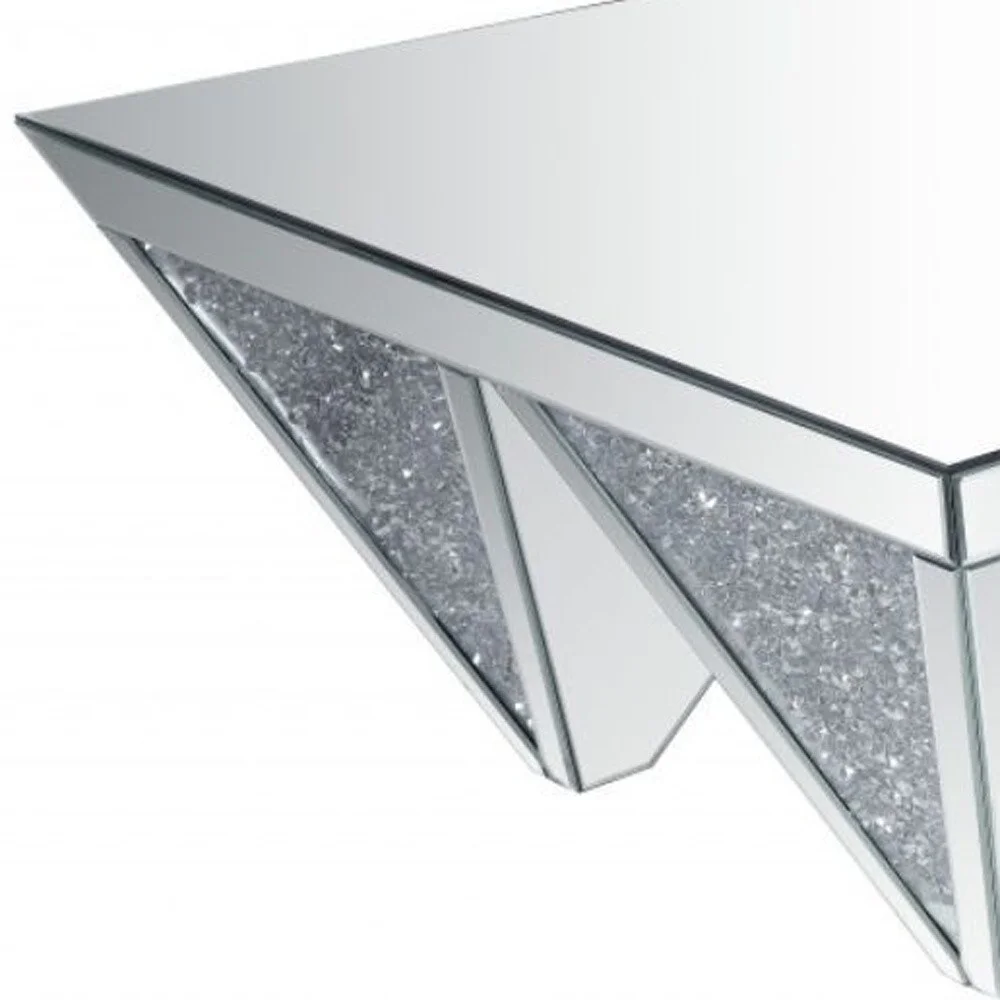 HomeRoots  37" Mirrored Mirrored And Manufactured Wood Square Mirrored Coffee Table - 37