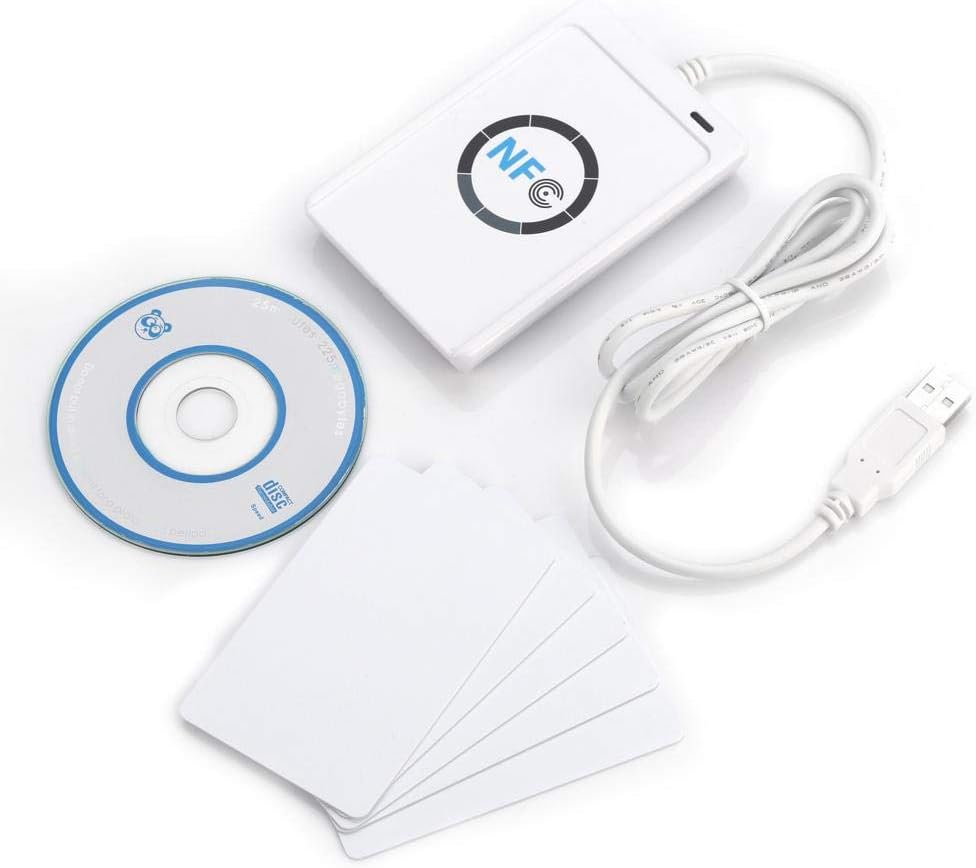 NFC Reader Writer, Contactless Smart Card Reader, NFC Reader Writer, ACR122U ISO 14443A / B + Free Software in White