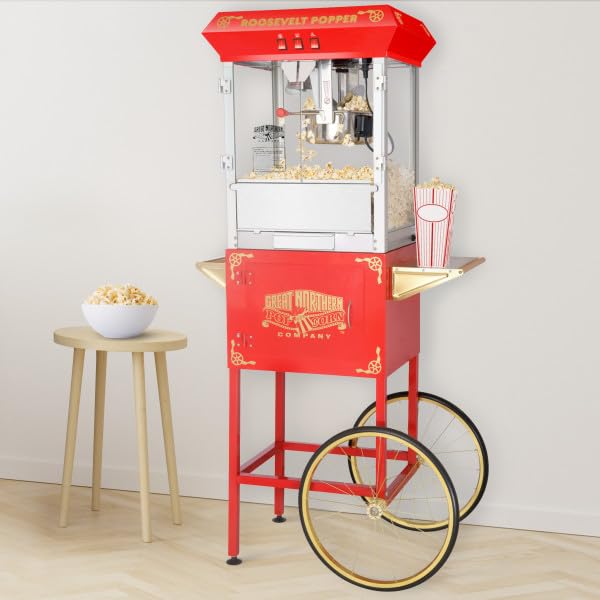 6010 Great Northern Red 8oz Roosevelt Antique Countertop Style Popcorn Popper Machine