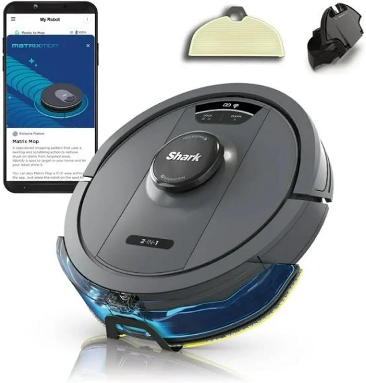Shark IQ 2-in-1 Robot Vacuum and Mop, Matrix Clean Navigation, Wi-Fi, Self-Cleaning Brushroll, Pet Hair, Carpets & Hard Floors, RV2402WD