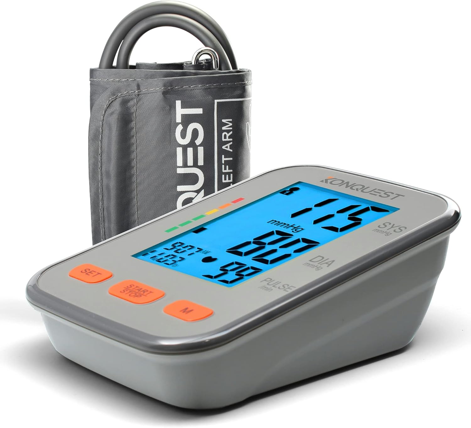 Konquest KBP-2704A Automatic Upper Arm Blood Pressure Monitor - Adjustable Cuff - Large Backlit Display - Irregular Heartbeat & Hypertension Detector - Tensiometro Digital