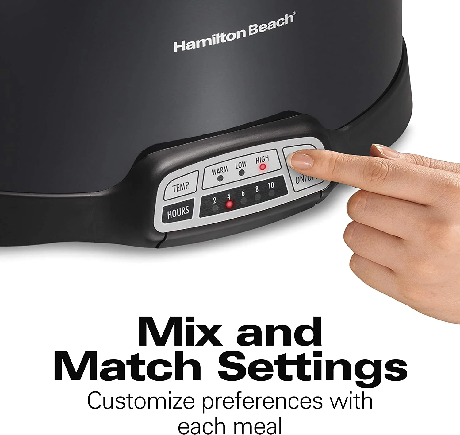 Hamilton Beach Portable 7-Quart Programmable Slow Cooker With Lid Latch Strap for Easy Transport, Dishwasher-Safe Crock, Black (33474)