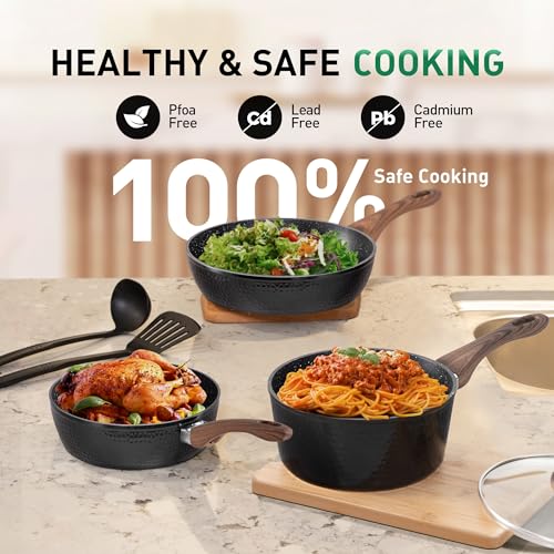 MAISON ARTS Pots and Pans Set - Kitchen Cookware Sets with Nonstick Granite Stone Coating Suitable for Induction Cooktops