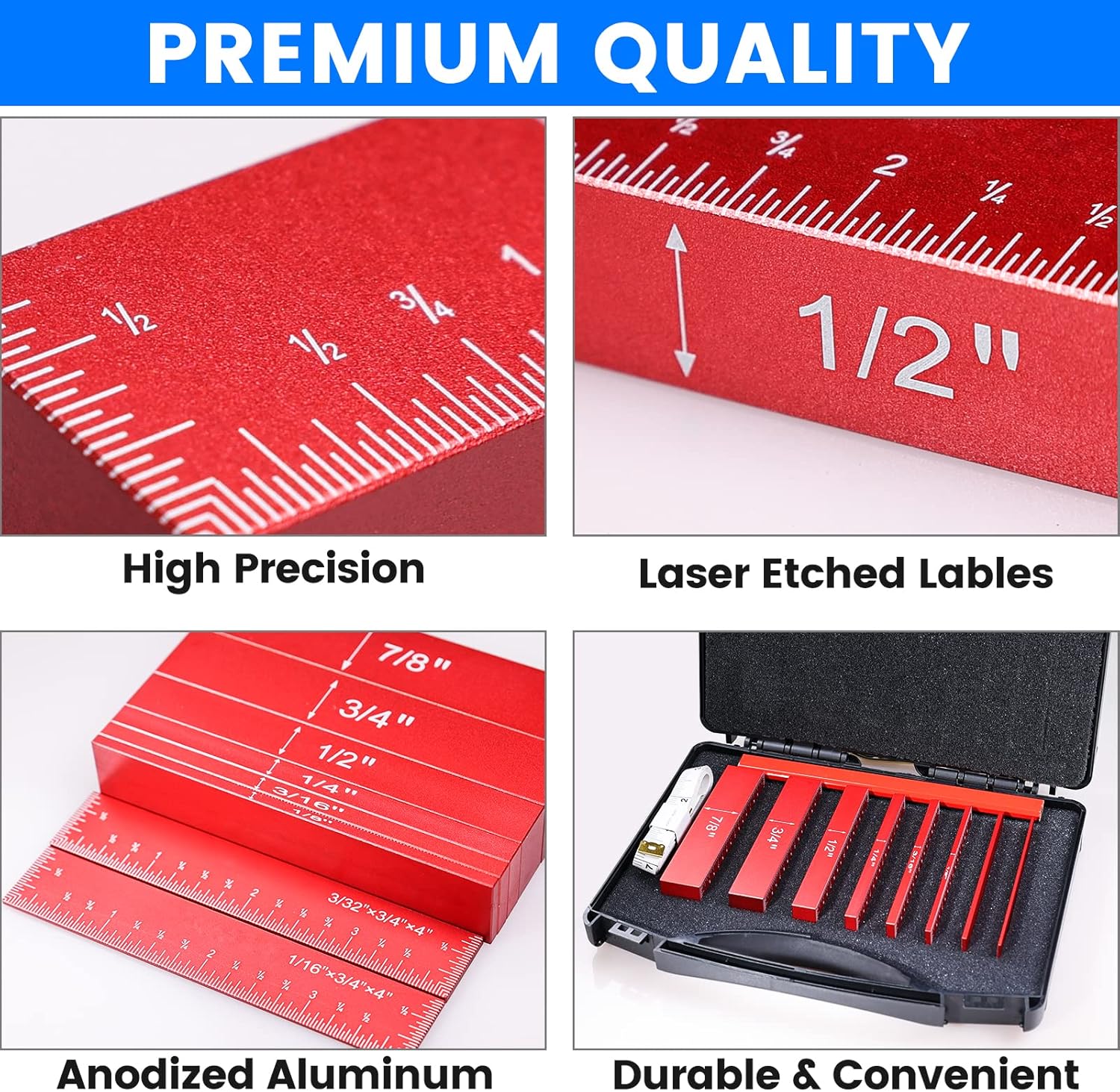 Setup Blocks Woodworking - Setup Blocks Height Gauge Set, 8pcs Precision Aluminum Setup Bars for Router and Table Saw Accessories Woodworking Set Up