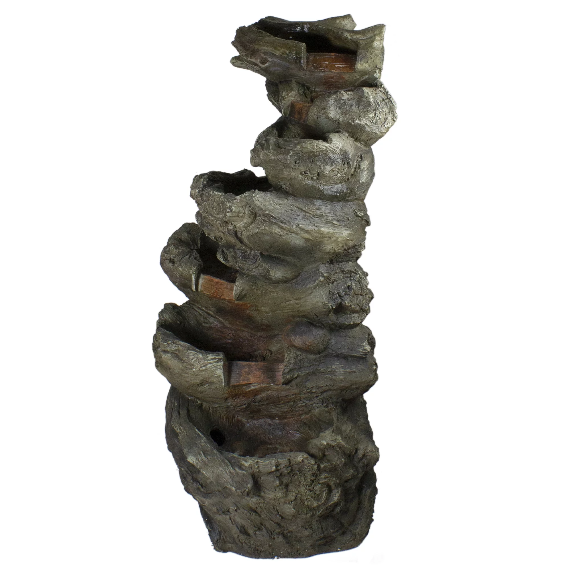 Northlight 42" Gray Lighted Rock Outdoor Garden Water Fountain