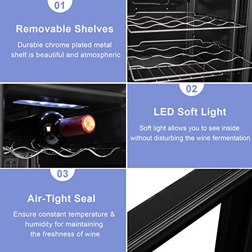 LEADZM 18/28 Bottle Freestanding Wine Fridge, Compressor Wine Cooler Refrigerator, Mini Wine Cellar