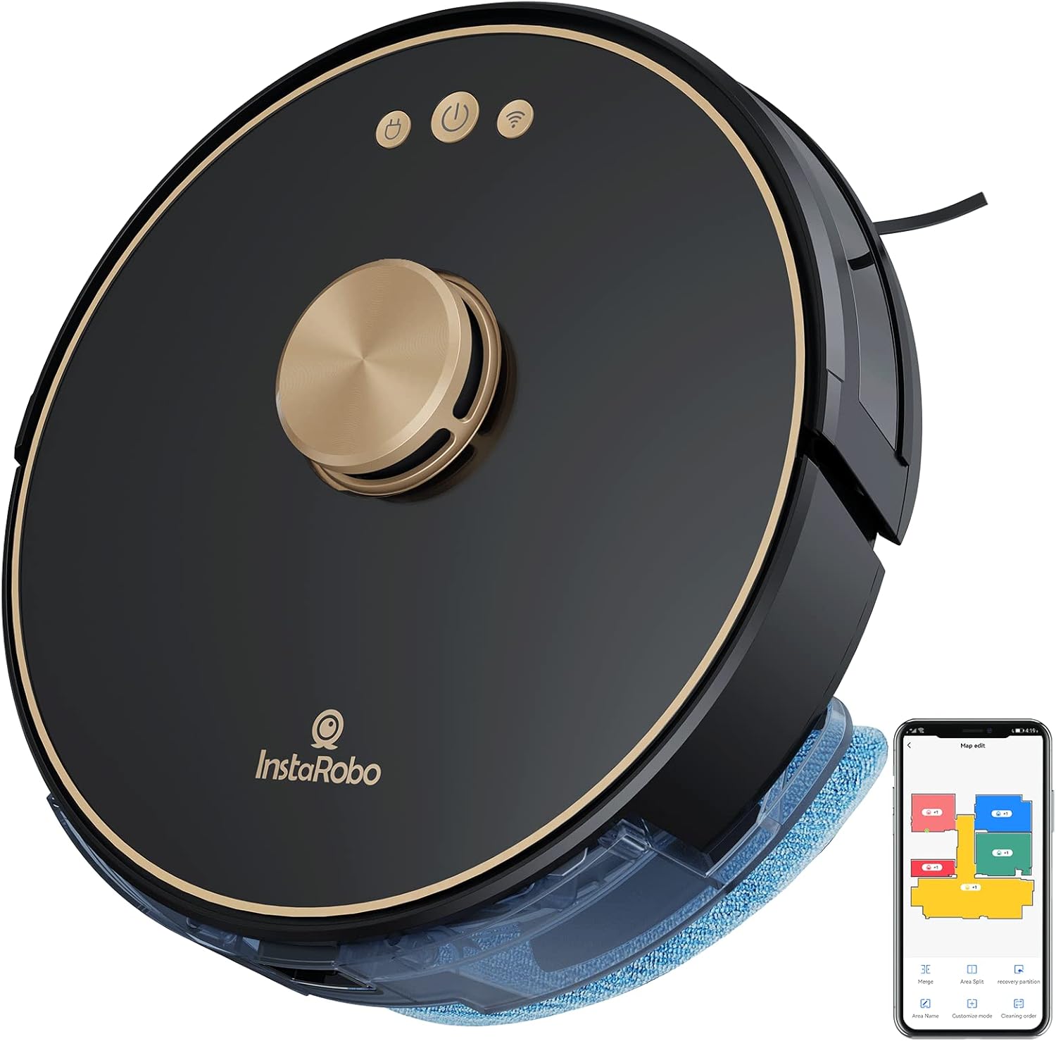 Robot Vacuum Cleaner, InstaRobo L1 Sweeping Robot with Precise Navigation, 2 in 1 Vacuum and Mop, Smart Mapping Robotic Vacuum Ideal for Pet Hair, Hard Floors, Low Pile Carpets(Blue)