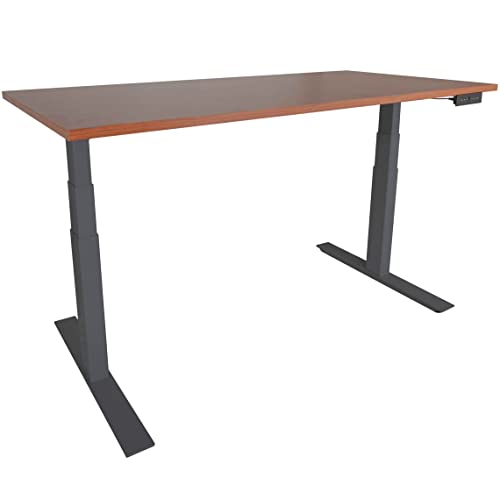 Titan A6 Adjustable Sit/Stand Desk 60"x30" Cherry Wood Finish Black Frame