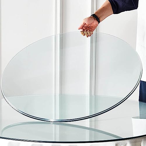 48" Tempered Glass Table Top Round Transparent Table Surface 3/8'' Thick Pencil Polished Edge Multipurpose for Dining Table, Coffee Table, Restaurant Table (48 inch)