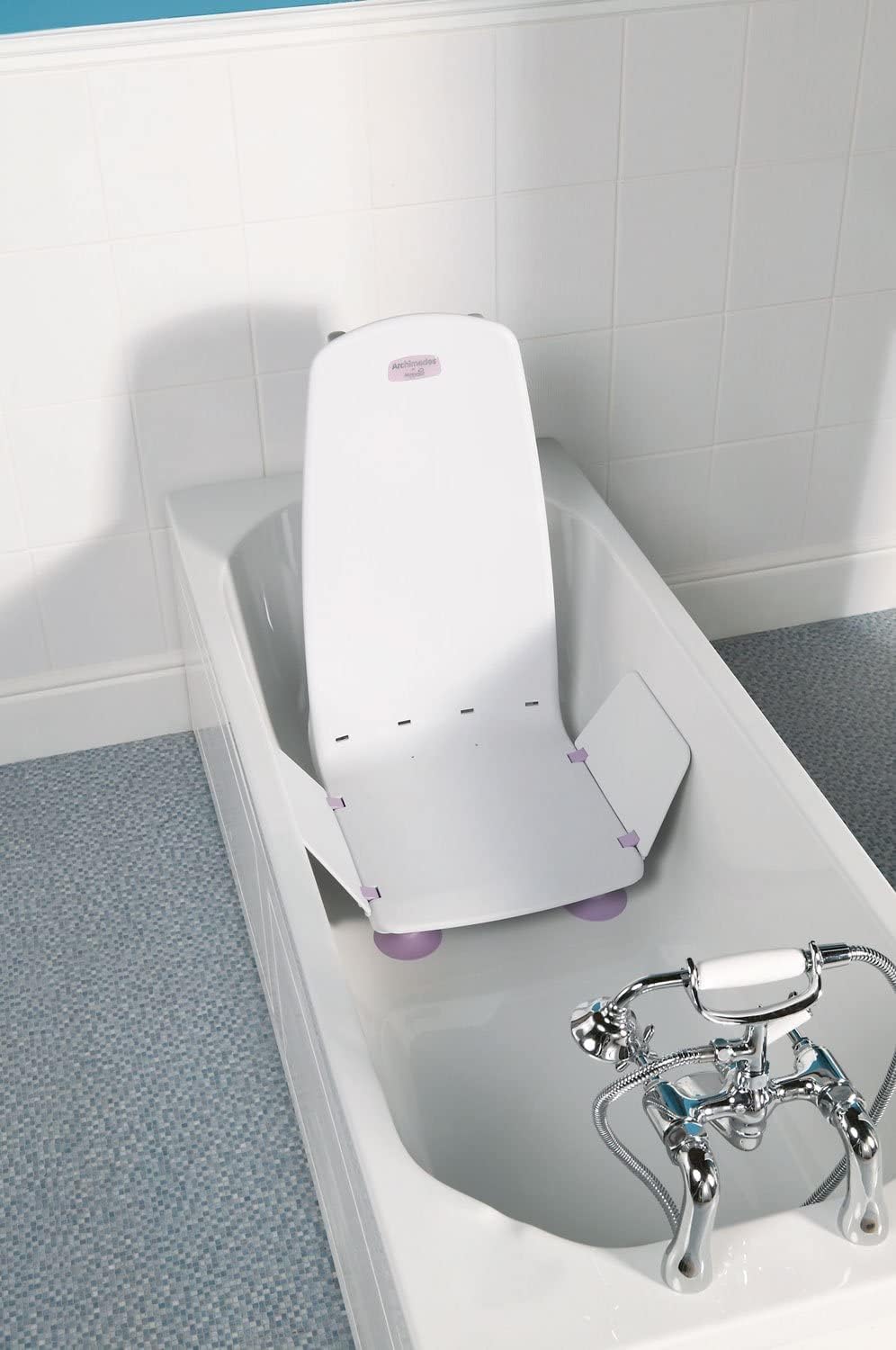 Mangar Archimedes Bath Lift Chair for Elderly Adults - Bottom Non-Slip Suction Cups, Electrical Battery Operated Waterproof Remote Hand Control, for Handicapped