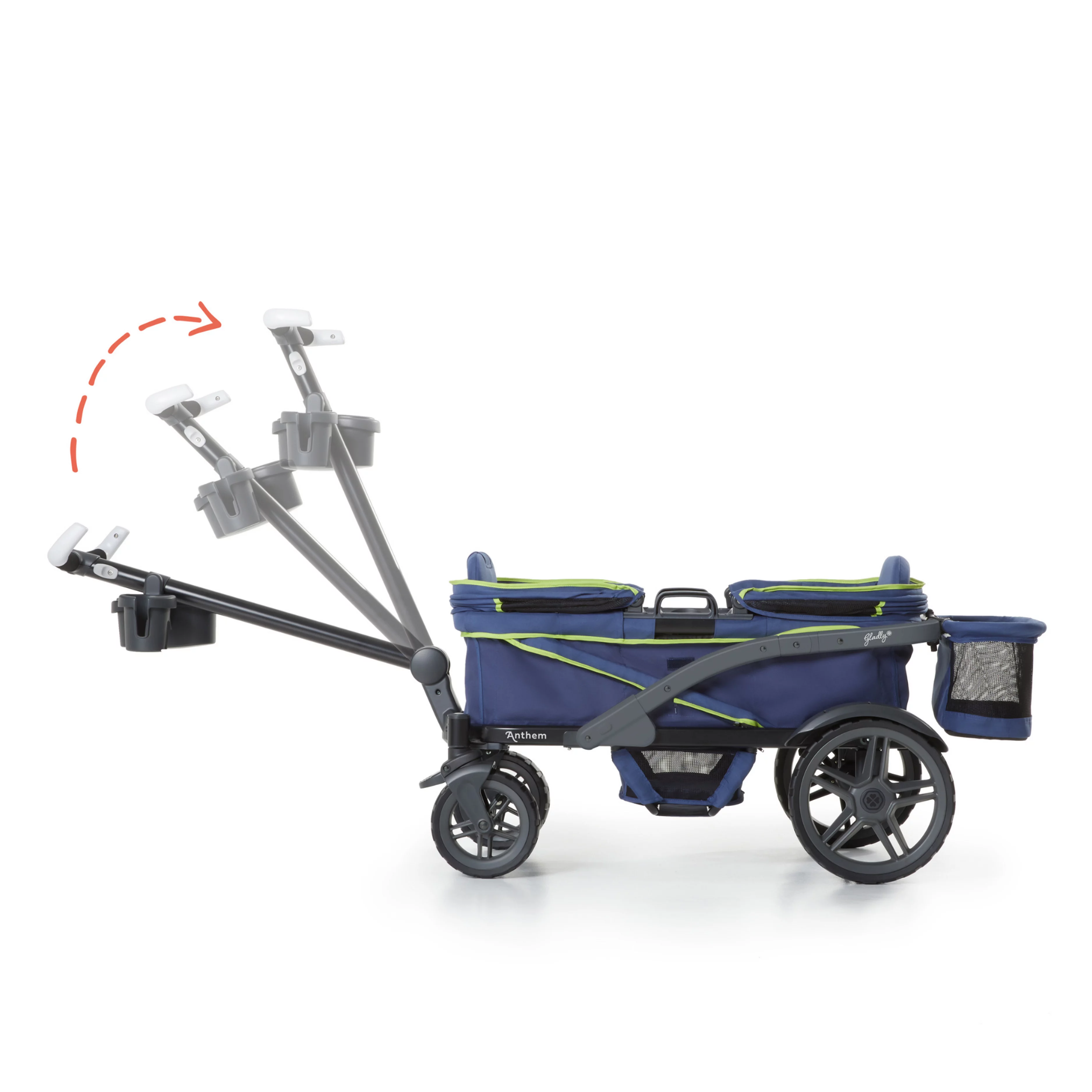Gladly Family Anthem2 All-Terrain 2-Seater Wagon Stroller, Rugged Wheels, Removable Canopy, Foldable, Neon Indigo
