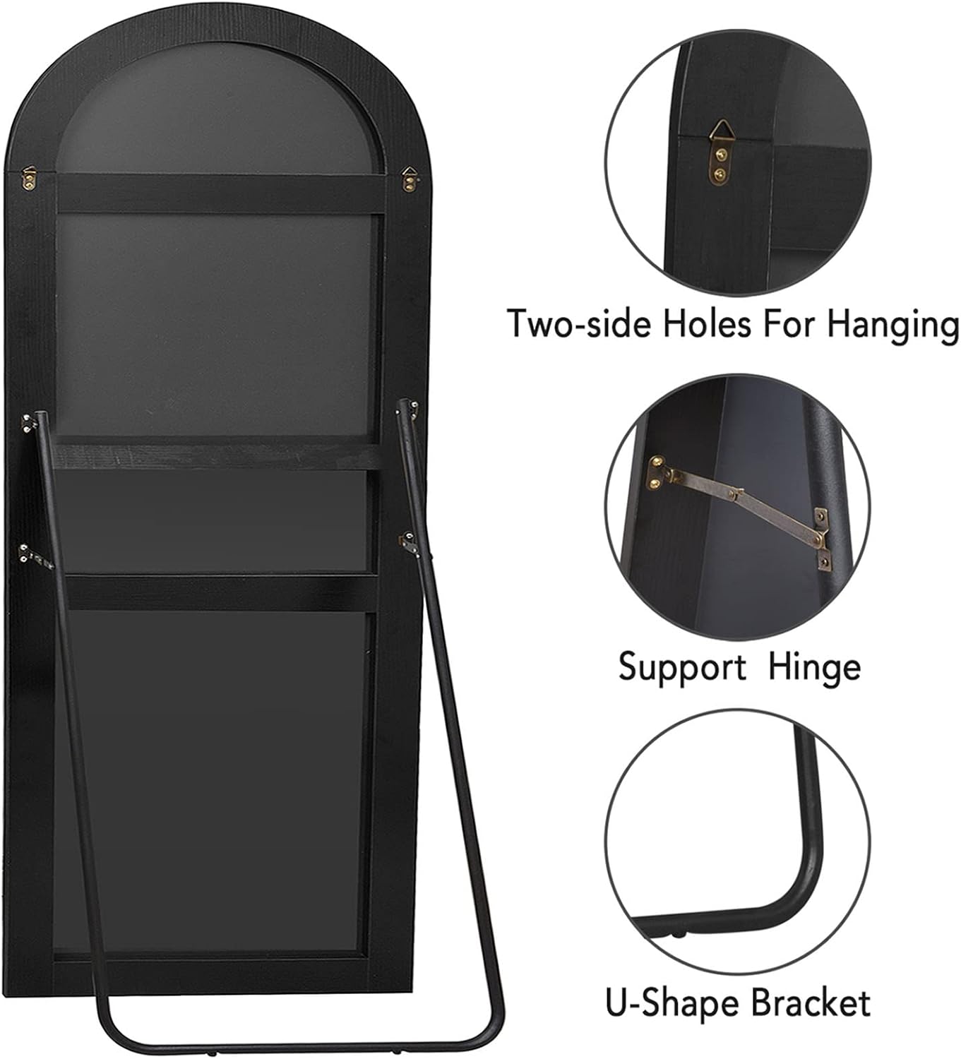PexFix Full Length Mirror, 71''x31''Black Arched Mirror Large Floor Mirror Standing Leaning Hanging [71''x32''-Black]