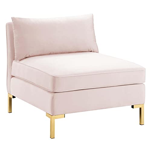 Modway Ardent Performance Velvet Sectional Sofa, 5 Piece L-Shape, Pink