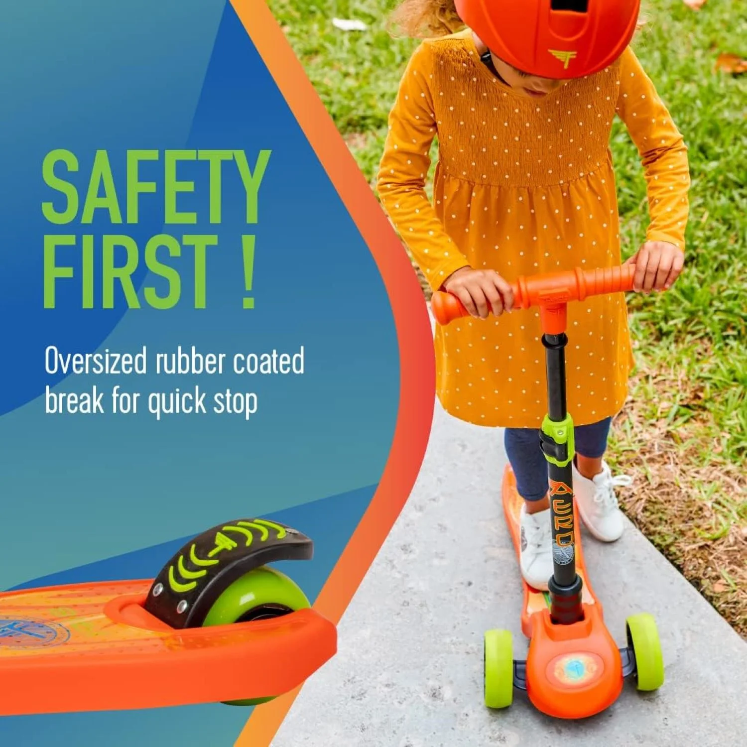 Flybar - Aero 3 LED wheel kick scooter - Orange Flame