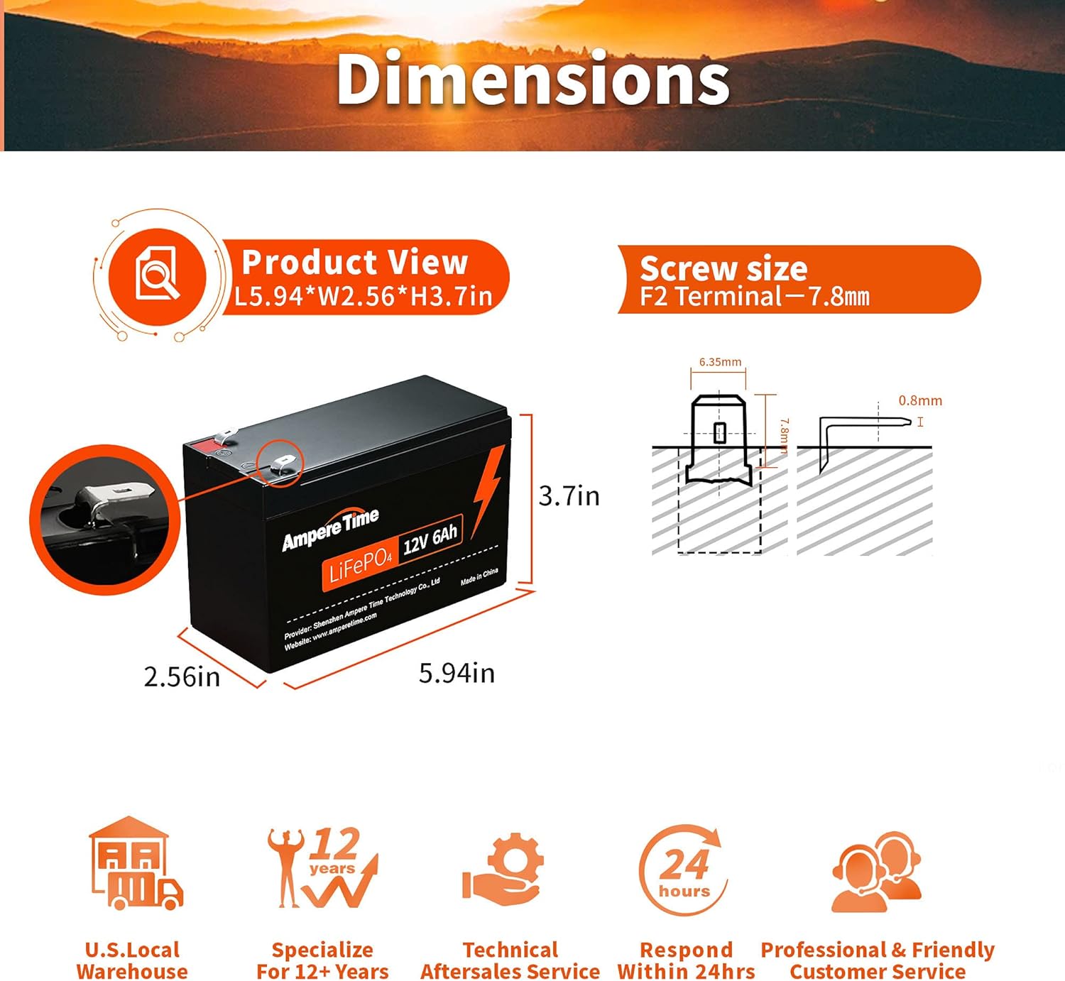 Ampere Time 12V 50Ah Lithium LiFePO4 Battery, Ideal Replacement for?12V 100Ah AGM SLA Battery, More Efficient Output & Much Lighter, 4000+ Cycles, Perfect for Boat, Security Devices, Camping, etc.
