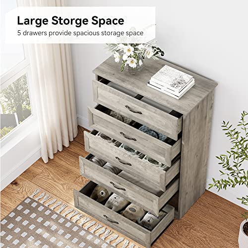 Dresser for Bedroom with 6 Drawers,Kids Dresser with Chest of Drawers,Wood Dresser for Living Room,Nursery,Hallway,Grey