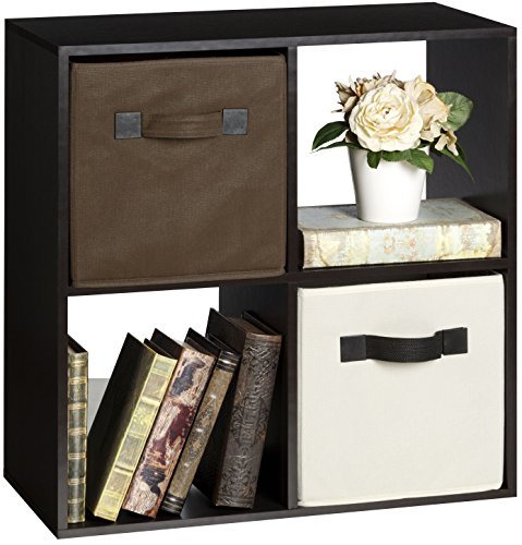 OneSpace 4-Cube Shelf Organizer, Cube Bookcase for Home or Office, Black