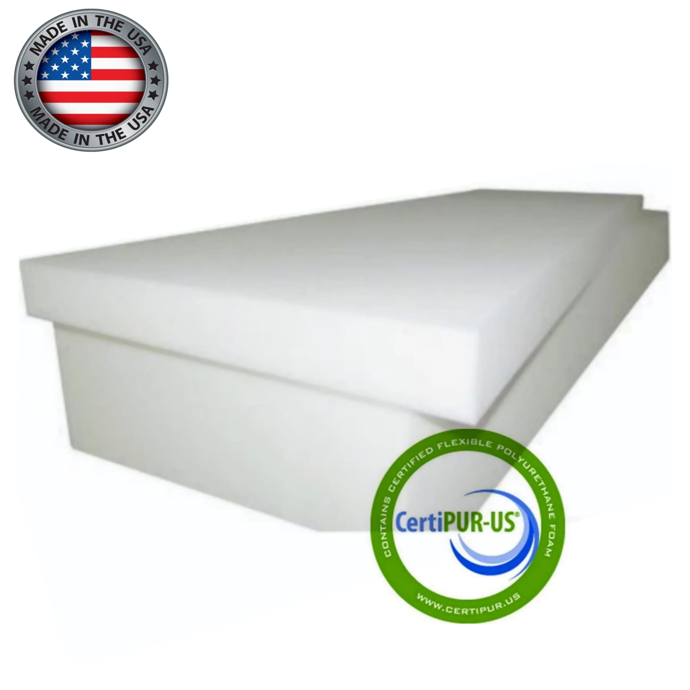 High Density Upholstery Foam Cushion 8"T x 24"W x 80" (50ILD) "EXTRA FIRM" Sofa Seat Replacement Foam Cushion, Foam Padding (White) by Ritchie Foam