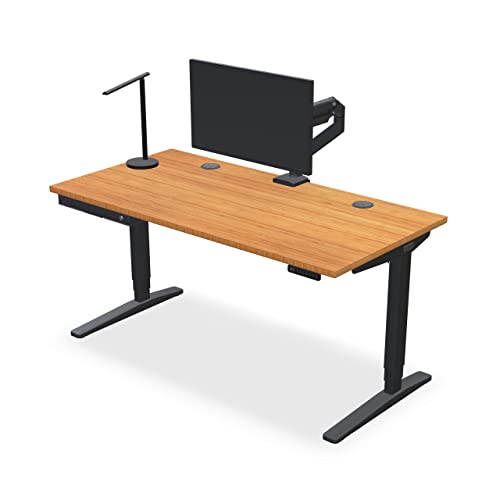 Uplift Desk Bamboo (48 x 30 inch) Standing Desk 2-Leg V2 Adjustable Stand Up C-Frame (Gray), Advanced Keypad, Wire Grommets, Wire Tray, Rocker Board
