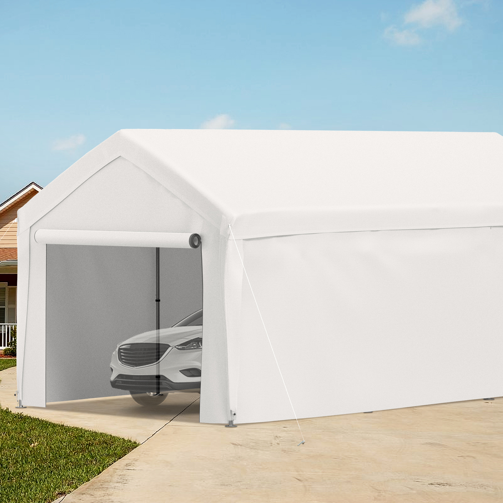 BENTISIM Carport Canopy Car Shelter Tent 13 x 20ft with 8 Legs and Sidewalls White