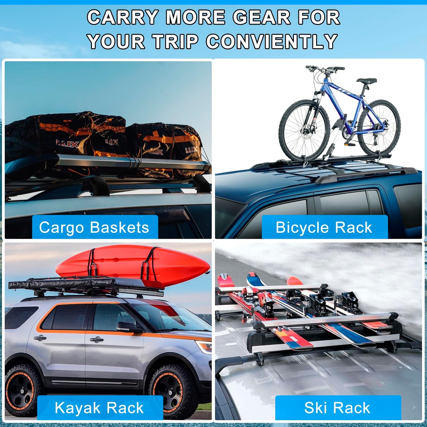 220LBS Roof Rack Cross Bars Fit for Buick Enclave 2018 2019 2020 2021 2022 2023 2024, Aluminum Anti-Corrosion Heavy Duty Cross Rails for Kayak Snowboard Surfboard Bike Camping Gear Rooftop Accessories