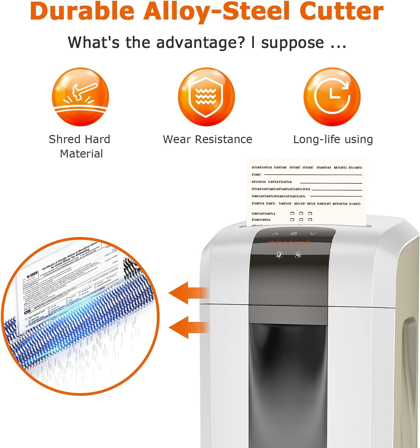Bonsaii 60-Mintues Super Micro-Cut Paper Shredder, P-5 High Security Heavy Duty Shredder for Office, CD/Credit Cards Ultra Quiet Shredder for Home Office Use, 6-Sheet Capacity/Touch Operation(4S16)