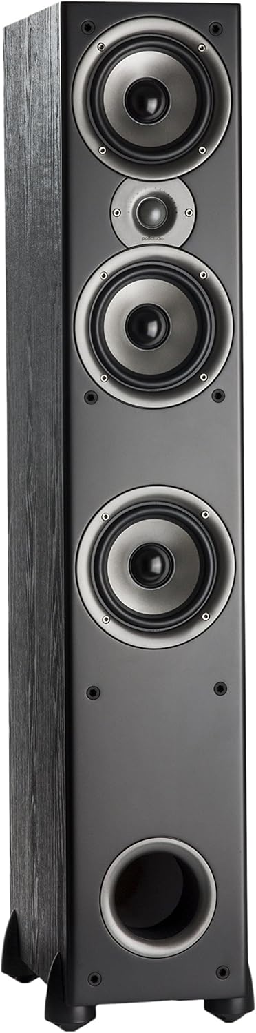 Polk Monitor XT60 Tower Speaker - Hi-Res Audio Certified, Dolby Atmos, DTS:X & Auro 3D Compatible, 1" Tweeter, 6.5" Dynamically Balanced Woofer, (2) 6.5" Passive Radiators (Single, Midnight Black)