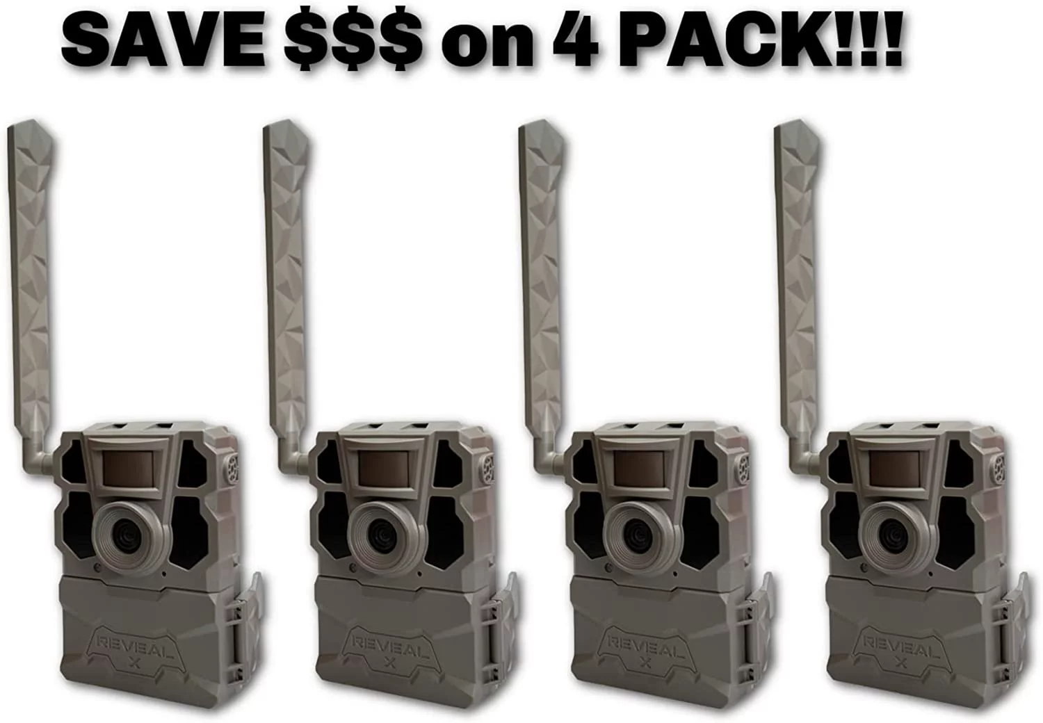 TACTACAM Reveal X Gen 2.0 LTE Cellular Trail Camera AT&T and Verizon , HD Video , HD Photo , Low Glow IR LED Flash TA-TC-XG2 for Hunting , Security , Surveillance Gen 2 4 4 Pack Gen 2.0