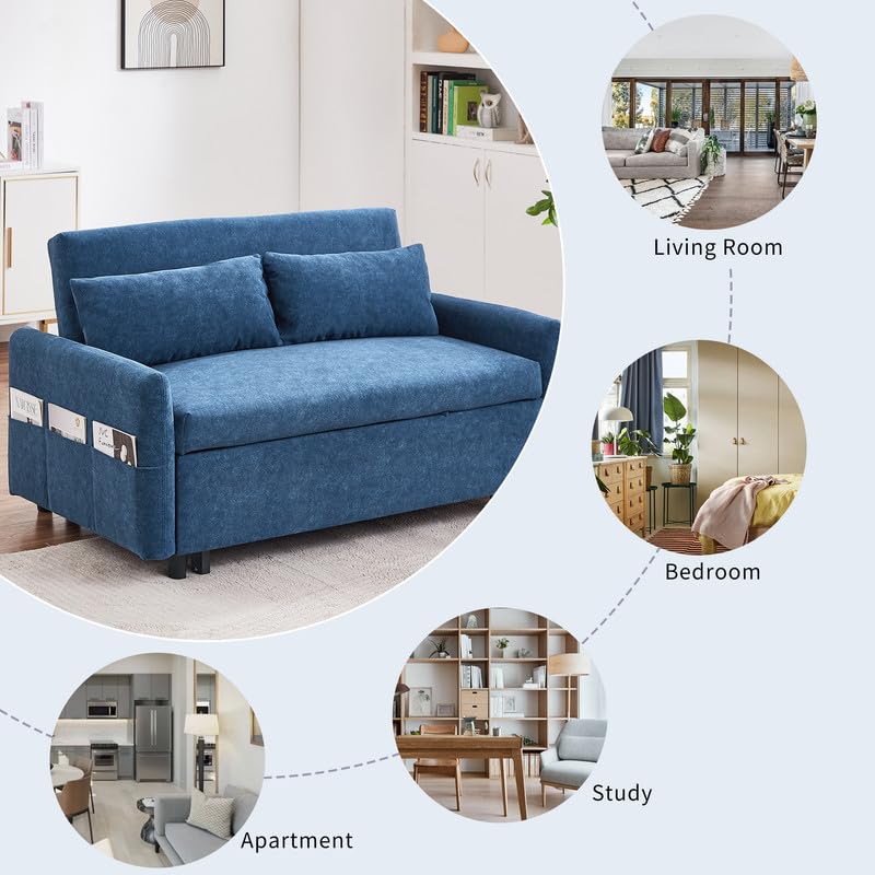 Convertible Chair Bed, 3 in 1 Convertible Sofa Bed Sleeper Chair with 3 Level Adjustable Backrest & 2 Pillow, Pull Out Sofa Bed in Microfiber, Sofa Bed Couch Loveseat Sleeper Bed for Living Room, Grey