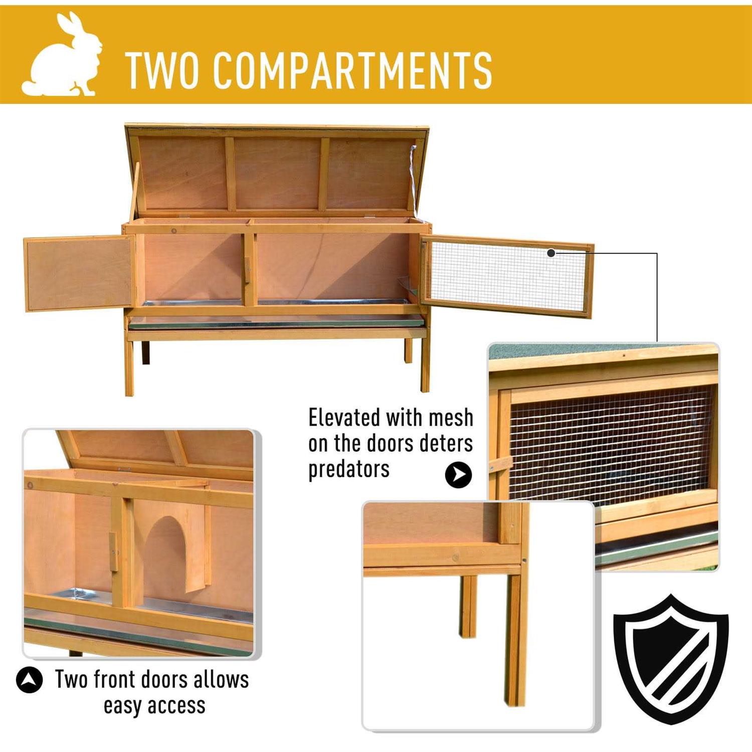 PawHut Wooden Rabbit Hutch Bunny Cage with Openable Waterproof Roof - Pet Supplies online store